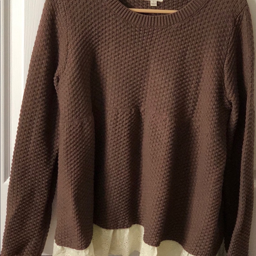Umber Brown Eyelet Sweater